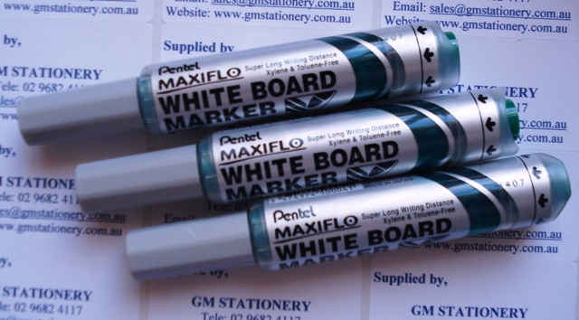 Pentel MWL5D Maxiflo Whiteboard Marker Green Bullet Point Box 12